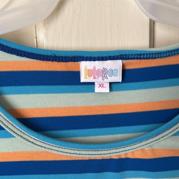 LulaRoe Orange and Blue stripes xL - Picture 3 of 3